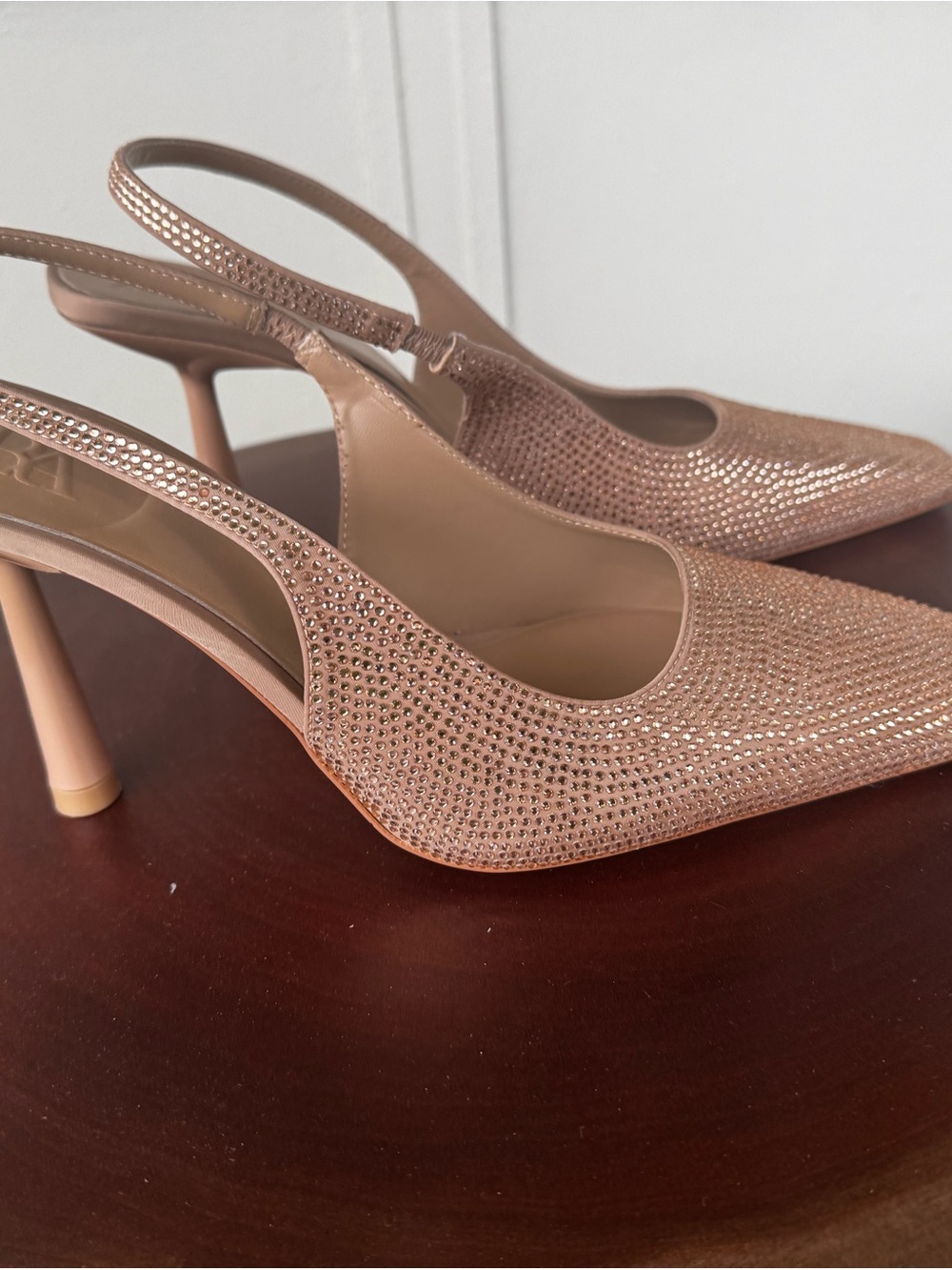 Zara Rose Gold Crystal Slingback Heels - Picture 2 of 6